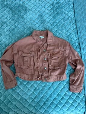 Topshop Cropped Rust Utility Jacket